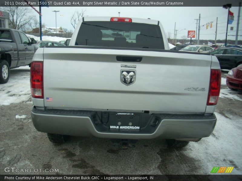 Bright Silver Metallic / Dark Slate Gray/Medium Graystone 2011 Dodge Ram 1500 ST Quad Cab 4x4