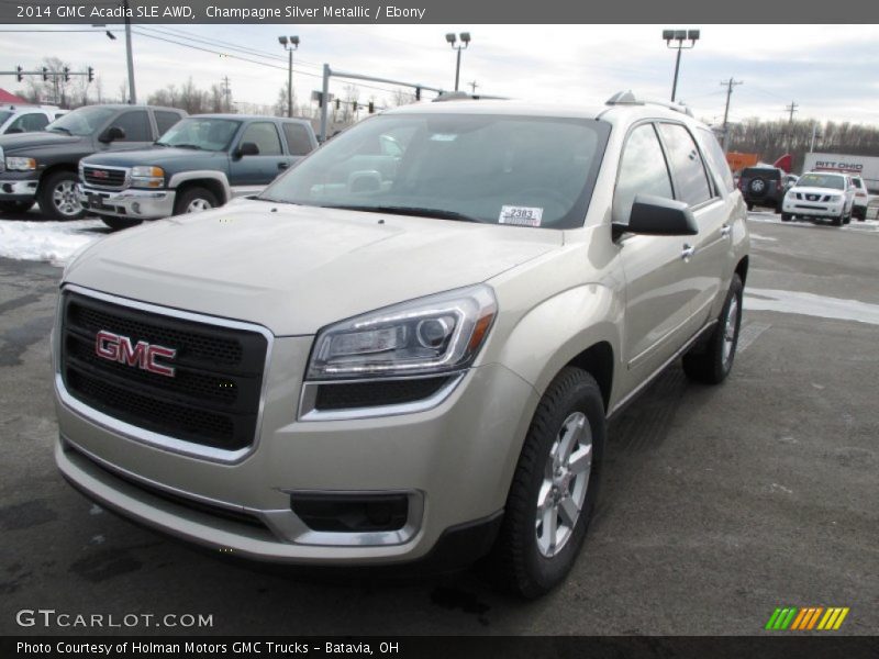 Champagne Silver Metallic / Ebony 2014 GMC Acadia SLE AWD