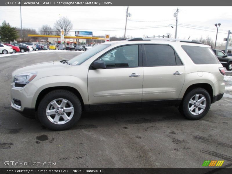 Champagne Silver Metallic / Ebony 2014 GMC Acadia SLE AWD