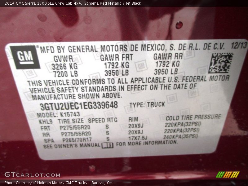Sonoma Red Metallic / Jet Black 2014 GMC Sierra 1500 SLE Crew Cab 4x4