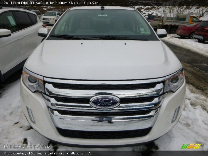 White Platinum / Medium Light Stone 2014 Ford Edge SEL AWD