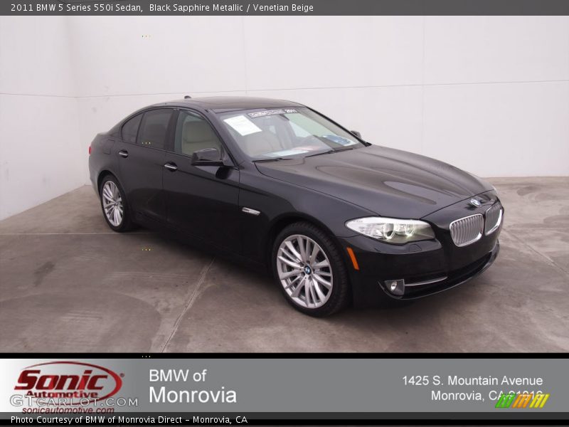 Black Sapphire Metallic / Venetian Beige 2011 BMW 5 Series 550i Sedan