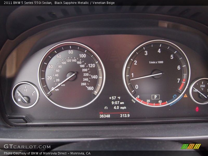Black Sapphire Metallic / Venetian Beige 2011 BMW 5 Series 550i Sedan