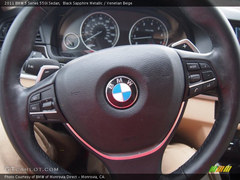 Black Sapphire Metallic / Venetian Beige 2011 BMW 5 Series 550i Sedan