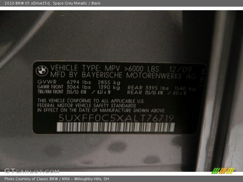 Space Grey Metallic / Black 2010 BMW X5 xDrive35d
