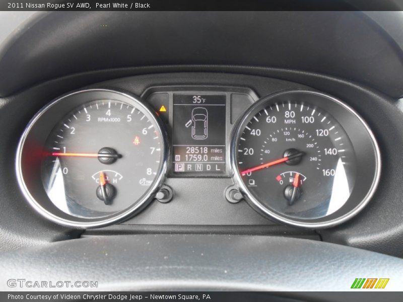 Pearl White / Black 2011 Nissan Rogue SV AWD