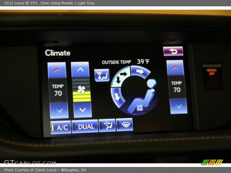 Silver Lining Metallic / Light Gray 2013 Lexus ES 350
