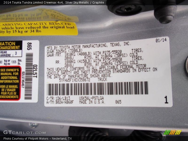 Silver Sky Metallic / Graphite 2014 Toyota Tundra Limited Crewmax 4x4