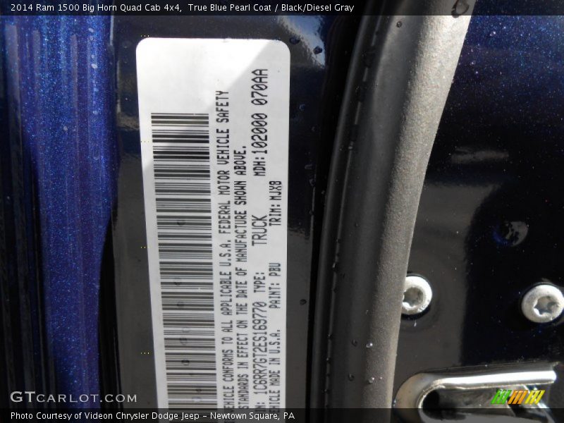 True Blue Pearl Coat / Black/Diesel Gray 2014 Ram 1500 Big Horn Quad Cab 4x4