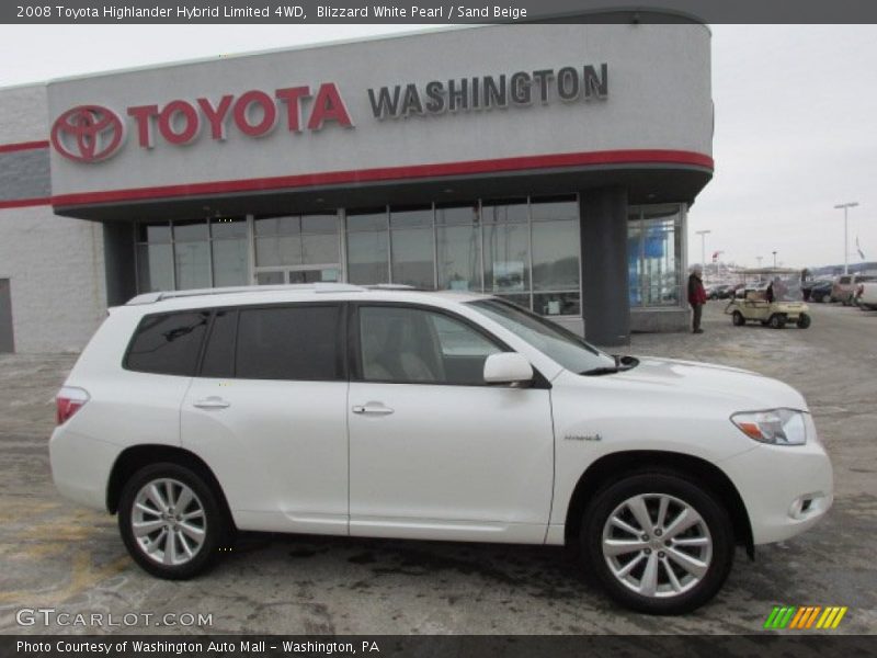 Blizzard White Pearl / Sand Beige 2008 Toyota Highlander Hybrid Limited 4WD