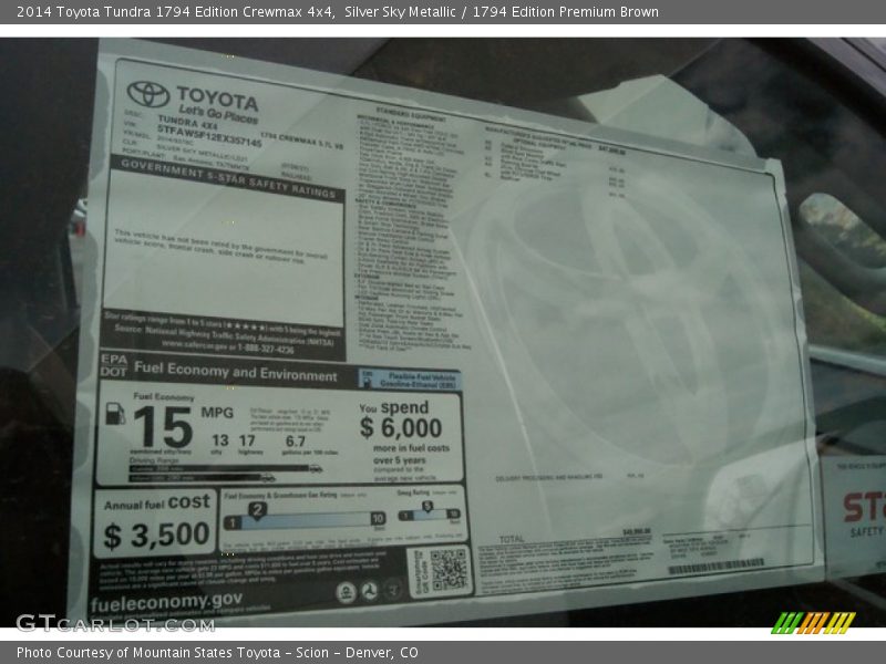 Silver Sky Metallic / 1794 Edition Premium Brown 2014 Toyota Tundra 1794 Edition Crewmax 4x4