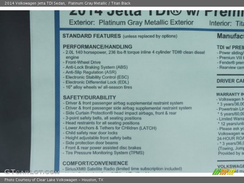 Platinum Gray Metallic / Titan Black 2014 Volkswagen Jetta TDI Sedan