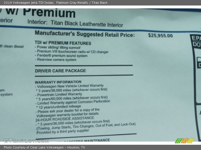 Platinum Gray Metallic / Titan Black 2014 Volkswagen Jetta TDI Sedan
