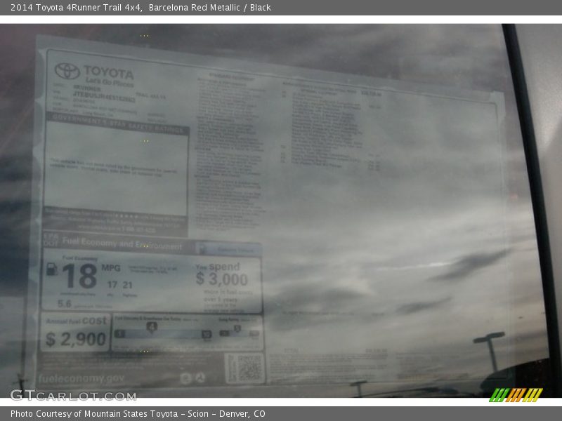 Barcelona Red Metallic / Black 2014 Toyota 4Runner Trail 4x4