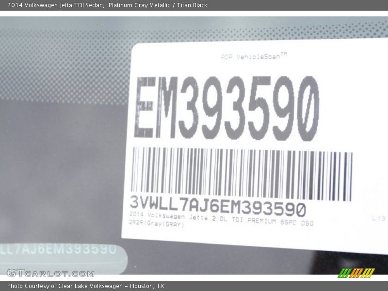 Platinum Gray Metallic / Titan Black 2014 Volkswagen Jetta TDI Sedan