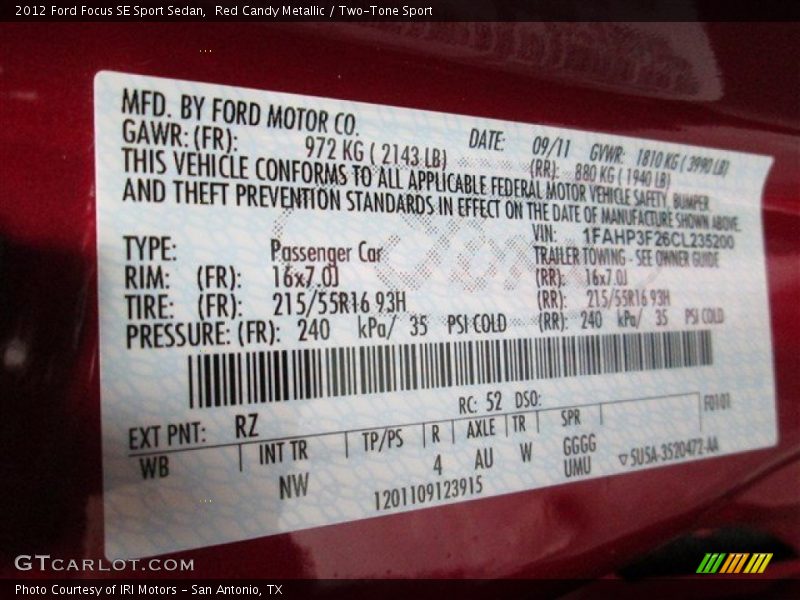 Red Candy Metallic / Two-Tone Sport 2012 Ford Focus SE Sport Sedan