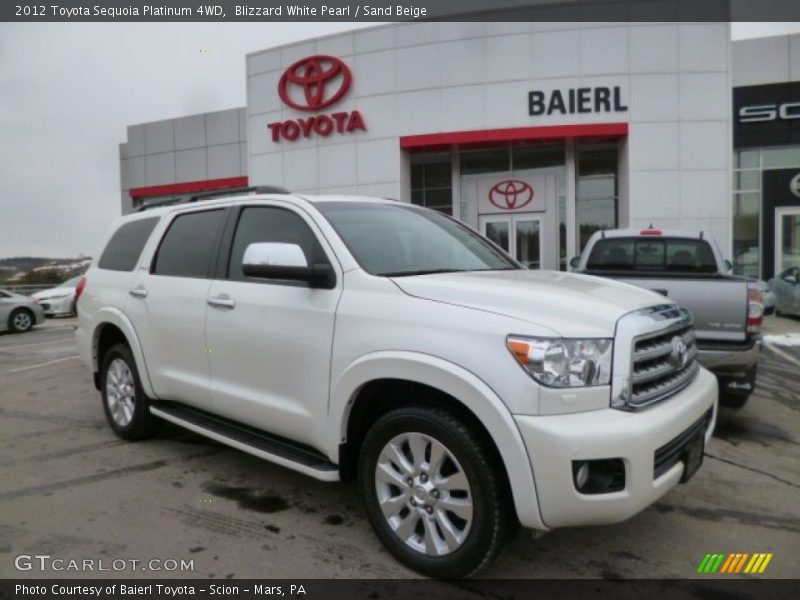 Blizzard White Pearl / Sand Beige 2012 Toyota Sequoia Platinum 4WD