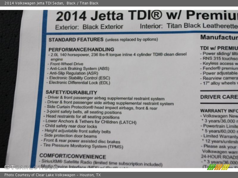 Black / Titan Black 2014 Volkswagen Jetta TDI Sedan