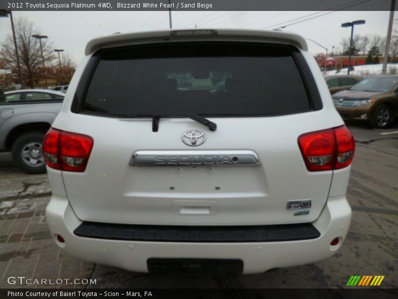 Blizzard White Pearl / Sand Beige 2012 Toyota Sequoia Platinum 4WD