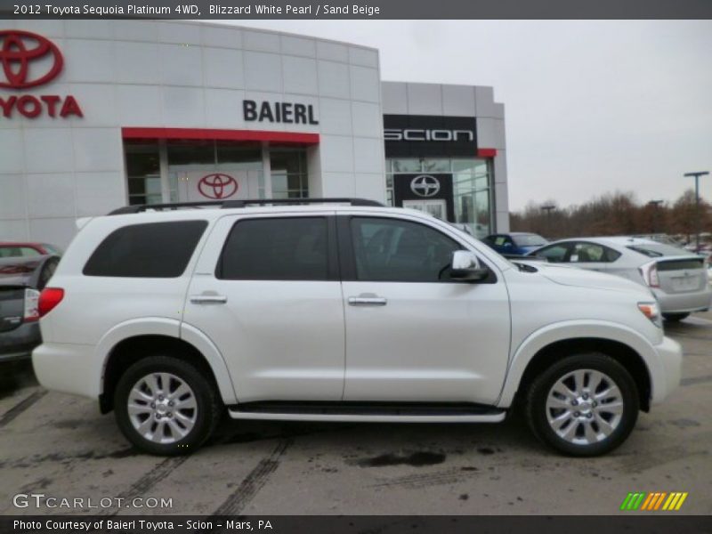 Blizzard White Pearl / Sand Beige 2012 Toyota Sequoia Platinum 4WD
