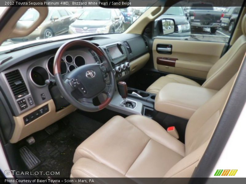 Blizzard White Pearl / Sand Beige 2012 Toyota Sequoia Platinum 4WD