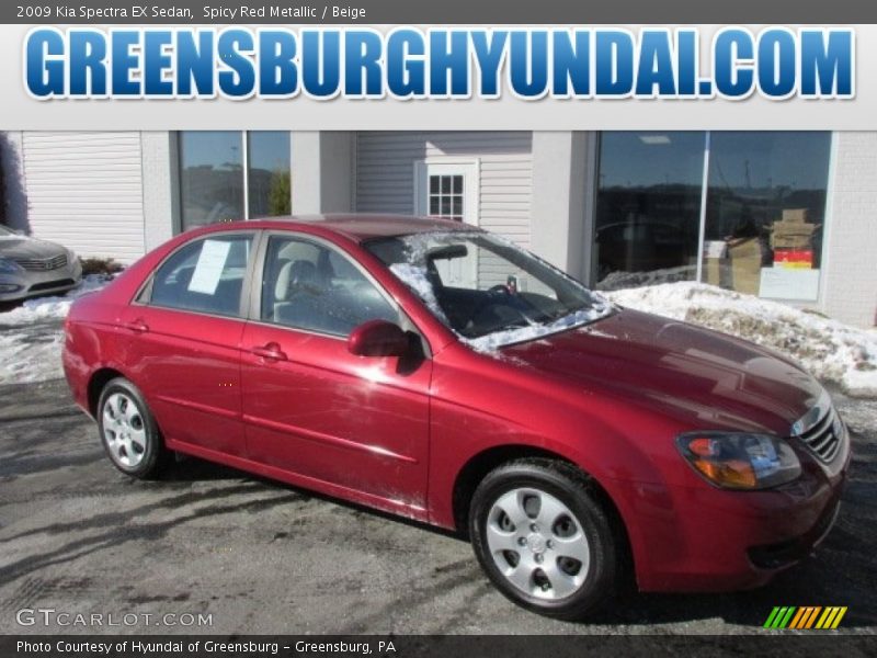 Spicy Red Metallic / Beige 2009 Kia Spectra EX Sedan