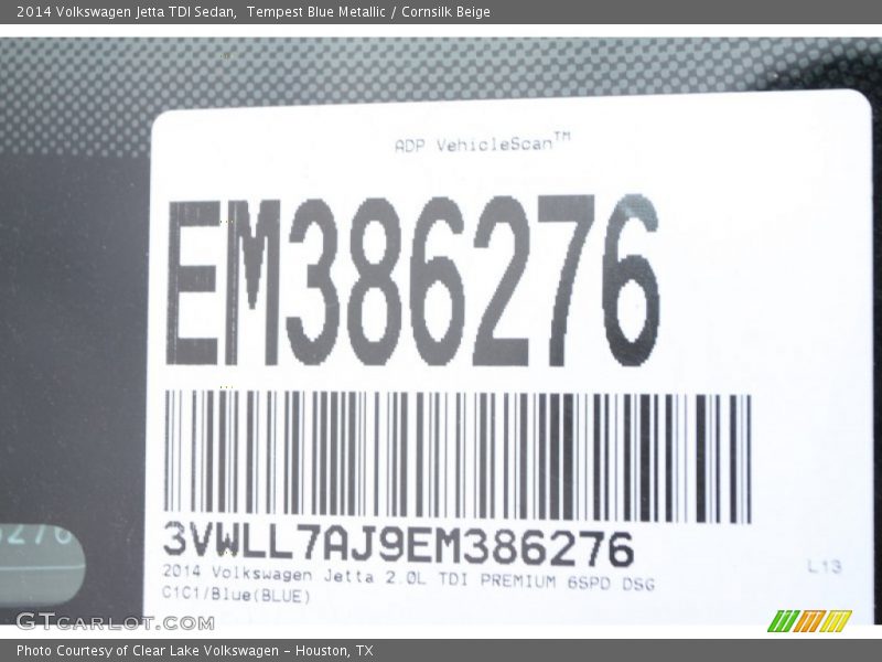 Tempest Blue Metallic / Cornsilk Beige 2014 Volkswagen Jetta TDI Sedan