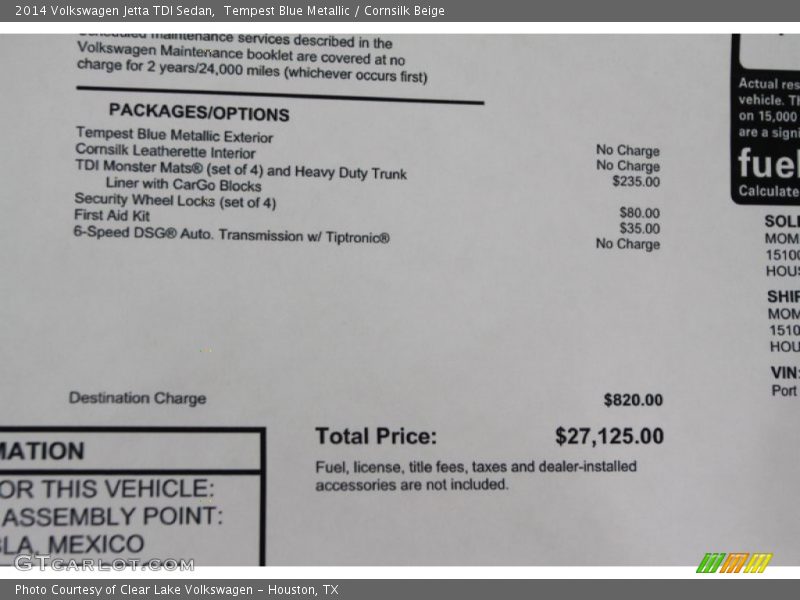 Tempest Blue Metallic / Cornsilk Beige 2014 Volkswagen Jetta TDI Sedan