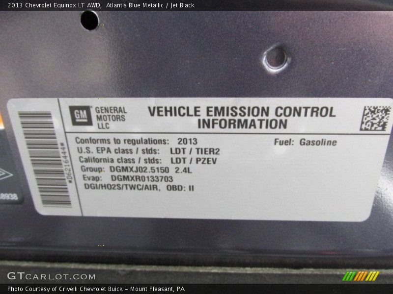 Atlantis Blue Metallic / Jet Black 2013 Chevrolet Equinox LT AWD