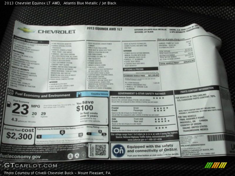 Atlantis Blue Metallic / Jet Black 2013 Chevrolet Equinox LT AWD