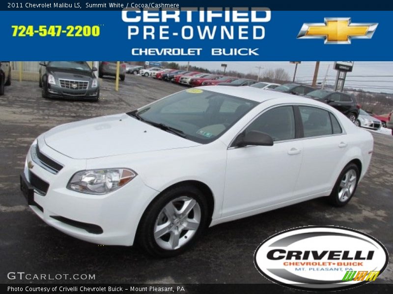 Summit White / Cocoa/Cashmere 2011 Chevrolet Malibu LS