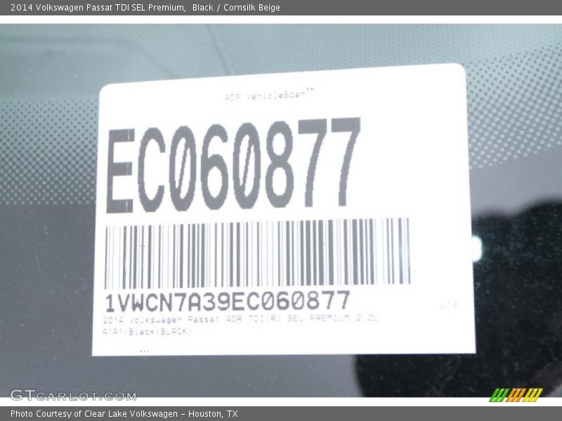 Black / Cornsilk Beige 2014 Volkswagen Passat TDI SEL Premium