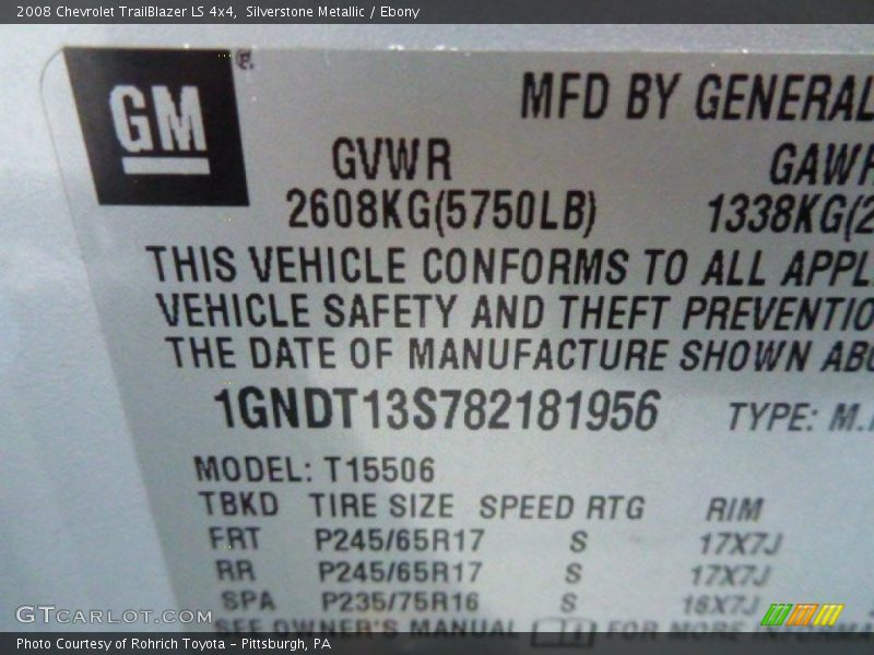 Silverstone Metallic / Ebony 2008 Chevrolet TrailBlazer LS 4x4