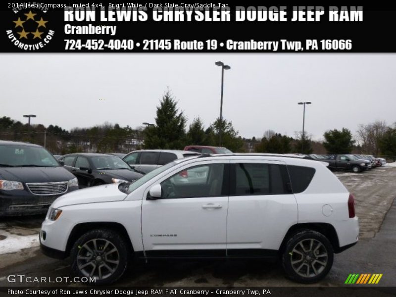 Bright White / Dark Slate Gray/Saddle Tan 2014 Jeep Compass Limited 4x4