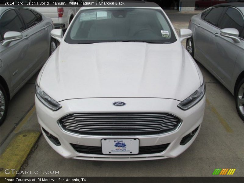 White Platinum / Charcoal Black 2014 Ford Fusion Hybrid Titanium