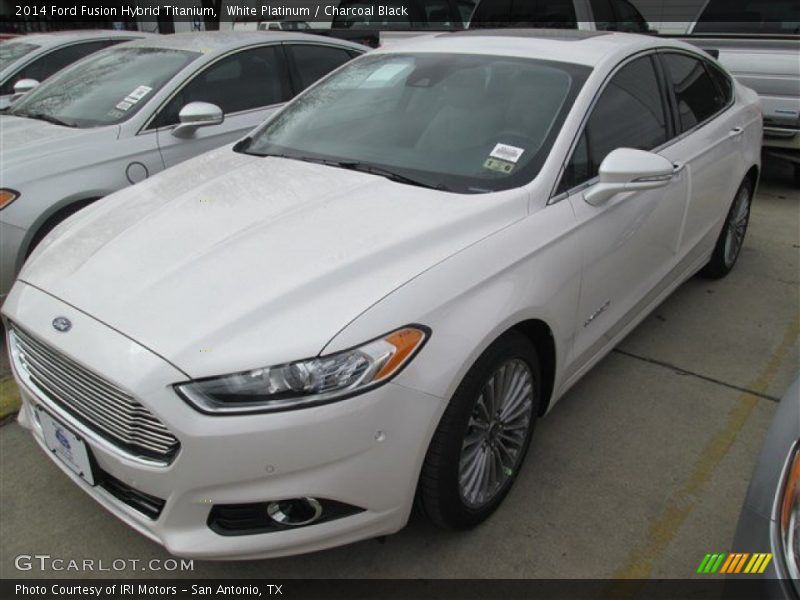 White Platinum / Charcoal Black 2014 Ford Fusion Hybrid Titanium