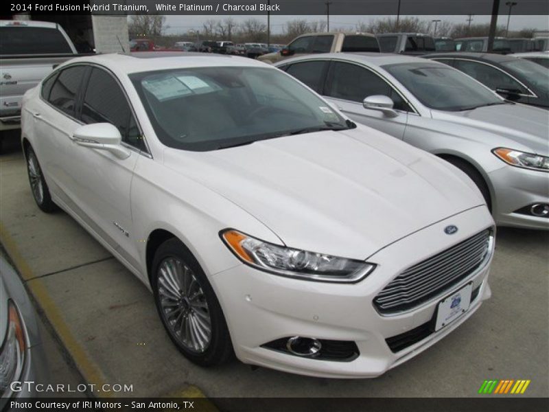 White Platinum / Charcoal Black 2014 Ford Fusion Hybrid Titanium