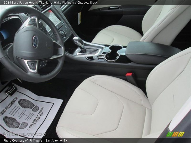 White Platinum / Charcoal Black 2014 Ford Fusion Hybrid Titanium