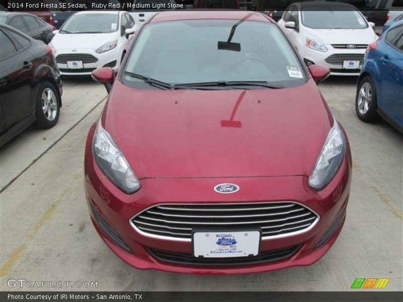 Ruby Red / Medium Light Stone 2014 Ford Fiesta SE Sedan