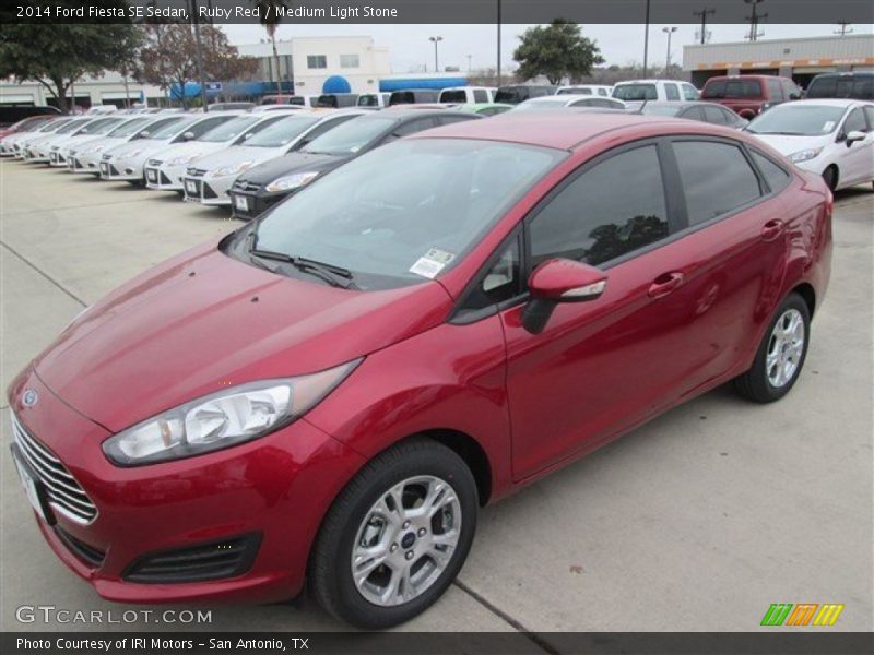 Ruby Red / Medium Light Stone 2014 Ford Fiesta SE Sedan