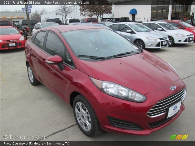 Ruby Red / Medium Light Stone 2014 Ford Fiesta SE Sedan