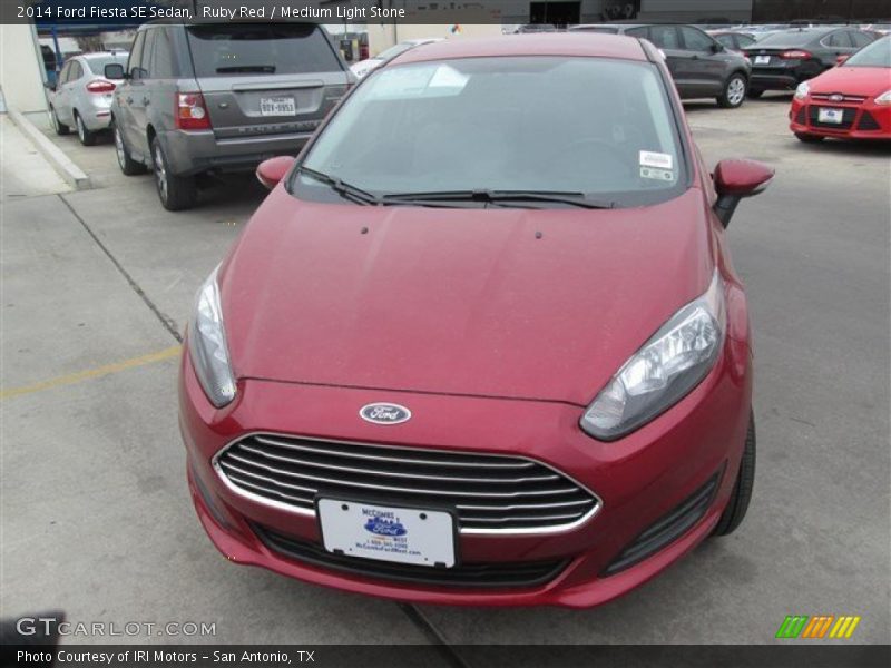 Ruby Red / Medium Light Stone 2014 Ford Fiesta SE Sedan