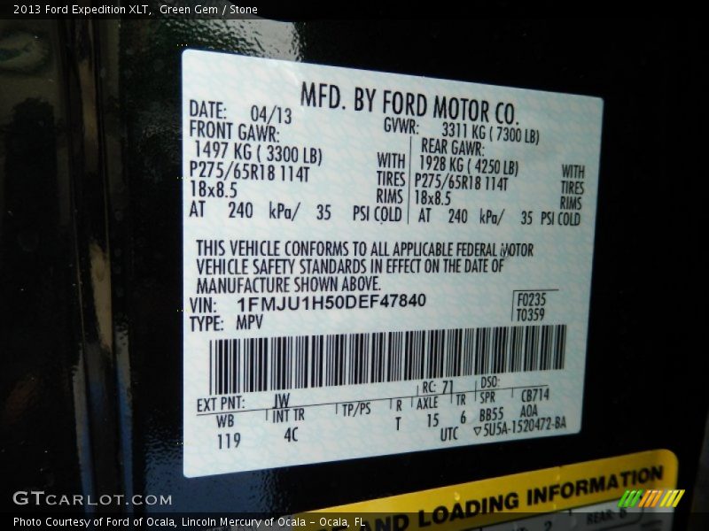 Green Gem / Stone 2013 Ford Expedition XLT