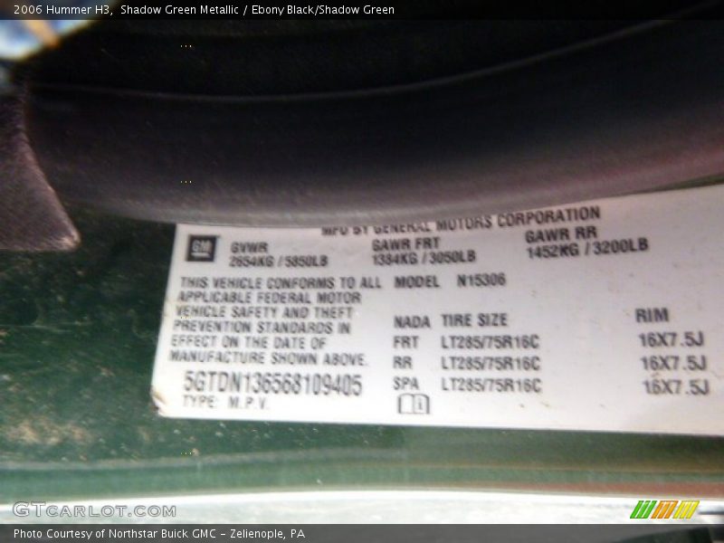 Shadow Green Metallic / Ebony Black/Shadow Green 2006 Hummer H3