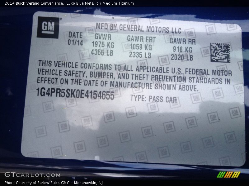 Luxo Blue Metallic / Medium Titanium 2014 Buick Verano Convenience