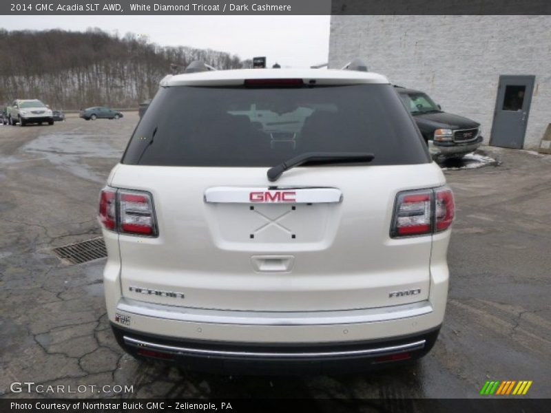 White Diamond Tricoat / Dark Cashmere 2014 GMC Acadia SLT AWD