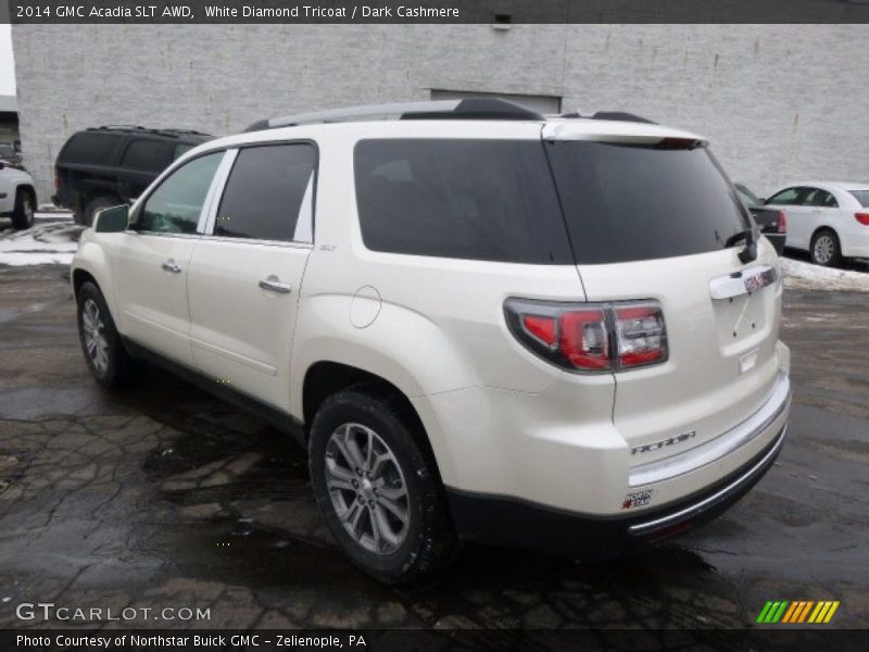 White Diamond Tricoat / Dark Cashmere 2014 GMC Acadia SLT AWD