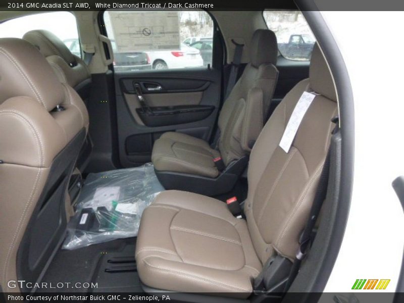 White Diamond Tricoat / Dark Cashmere 2014 GMC Acadia SLT AWD