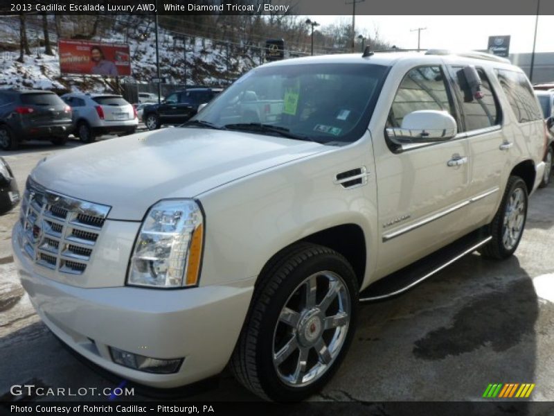 White Diamond Tricoat / Ebony 2013 Cadillac Escalade Luxury AWD