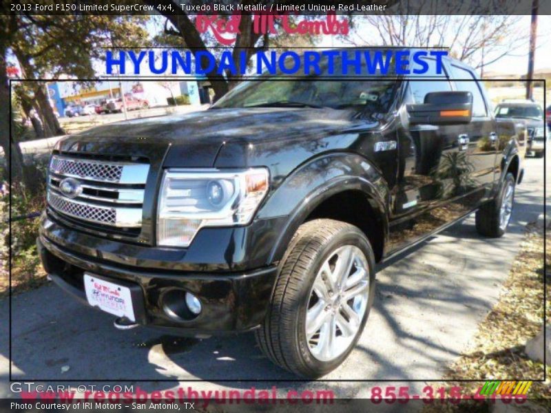 Tuxedo Black Metallic / Limited Unique Red Leather 2013 Ford F150 Limited SuperCrew 4x4